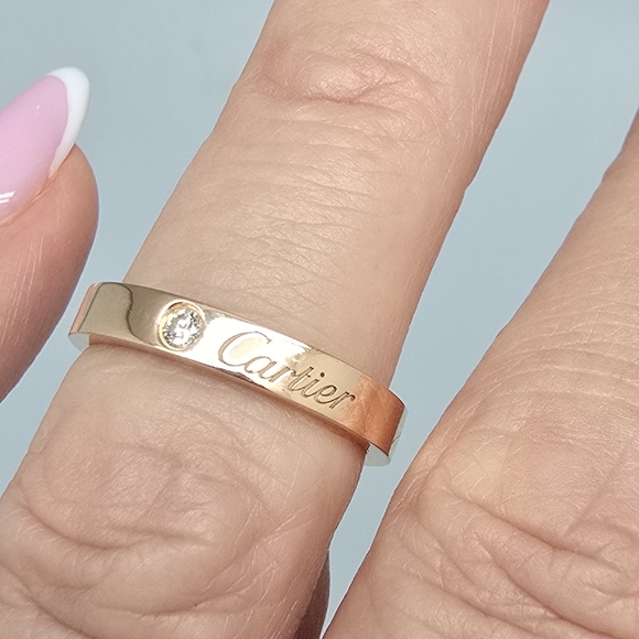 $1920 Auth Cartier C De Cartier 18K Rose Gold Diamond Band Ring Sz 51 US Sz 5.75 - Picture 4 of 9